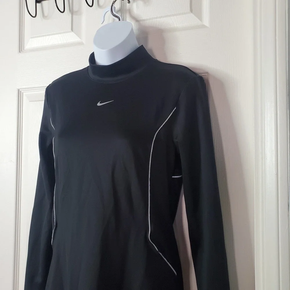 Nike Long Sleeves Black Dress Sport Fitted Athletic Reflective Pullover Stretchy